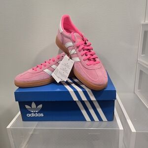Adidas Women's Pink and White Sneakers